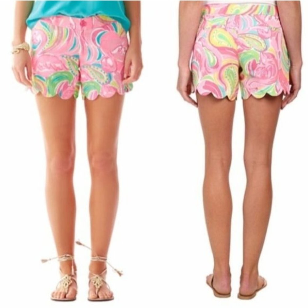 Lilly Pulitzer Womens All Nighter Buttercup Scallop‎ Shorts Womens Size 000